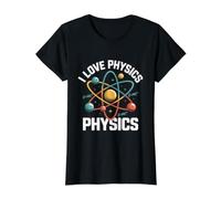 J'adore la Physique Physics E=MC² Modèle Atomique T-Shirt Graphique avec Valeur, Femme, Noir, L
