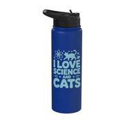 J'adore la science et le divertissement dans l'univers des chats Stainless Steel Insulated Water Bottle