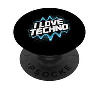 J'adore la techno Festival Party Wave PopSockets PopGrip Adhésif