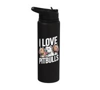 J'adore l'adoration des compagnons canins des Pitbulls Stainless Steel Insulated Water Bottle