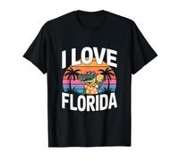 J'adore l'ambiance des Alligators tropicaux de Floride au Coucher du Soleil T-Shirt Graphique avec Valeur, Homme, Noir, L