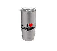 J'ADORE LE BACKGAMMON EN FORME DE CŒUR Gobelet isotherme en acier inoxydable double paroi