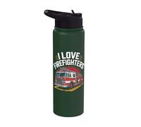 J'adore le camion de pompiers courageux Stainless Steel Insulated Water Bottle