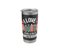 J'adore le design des toits de la ville d'Amsterdam Gobelet isotherme en acier inoxydable double paroi