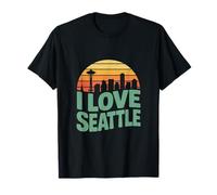 J'adore Le Design Vintage de la Ligne d'horizon Urbaine de Seattle T-Shirt
