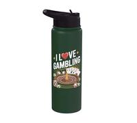 J'adore le jeu, le casino, le poker et le fun Stainless Steel Insulated Water Bottle