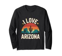 J'adore Le Motif de Coucher de Soleil avec Cactus d'Arizona Manche Longue