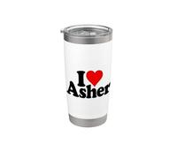 J'ADORE LE NOM D'ASHER EN FORME DE CŒUR SUR UN T-SHIRT Gobelet isotherme en acier inoxydable double paroi
