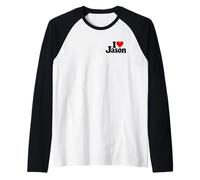 J'adore Le NOM DE Jason en Forme DE CŒUR sur Un T-Shirt Manche Raglan