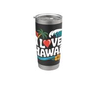 J'adore le paradis tropical du surf à Hawaï Gobelet isotherme en acier inoxydable double paroi