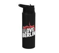 J'adore le paysage urbain de Berlin : Skyline Pride Stainless Steel Insulated Water Bottle