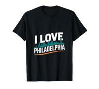 J'adore Le Paysage Urbain de Philadelphie T-Shirt Graphique avec Valeur, Homme, Noir, S
