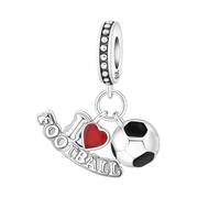 J'adore le pendentif de football, breloque pour bracelet, compatible avec le collier bracelet pandora