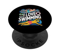 J'adore Le Plaisir des nageurs à la Piscine PopSockets PopGrip Adhésif