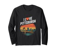 J'adore le pont du paysage urbain de Pittsburgh Manche Longue