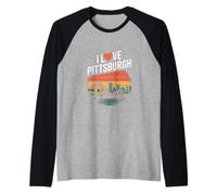 J'adore le pont du paysage urbain de Pittsburgh Manche Raglan