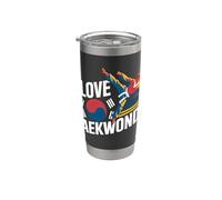 J'adore le taekwondo Martial Arts Pride Gobelet isotherme en acier inoxydable double paroi