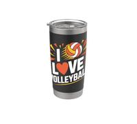 J'adore le volley-ball en forme de cœur Gobelet isotherme en acier inoxydable double paroi