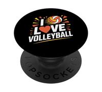 J'adore le volley-ball en forme de cœur PopSockets PopGrip Adhésif