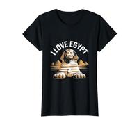 J'adore Le Voyage d'aventure avec la Pyramide du Sphinx d'Égypte T-Shirt Graphique avec Valeur, Femme, Noir, L