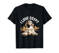 J'adore Le Voyage d'aventure avec la Pyramide du Sphinx d'Égypte T-Shirt Graphique avec Valeur, Homme, Noir, M