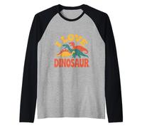J'adore Les Amoureux de la préhistoire des Dinosaures Manche Raglan