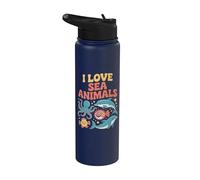 J'adore les animaux marins, les mignonnes créatures de l'océan Stainless Steel Insulated Water Bottle