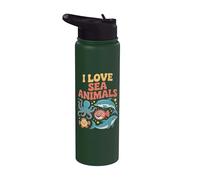 J'adore les animaux marins, les mignonnes créatures de l'océan Stainless Steel Insulated Water Bottle