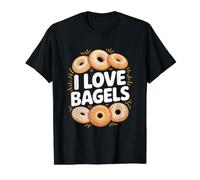 J'adore Les Bagels, drôle de Design culinaire T-Shirt Graphique avec Valeur, Homme, Noir, M
