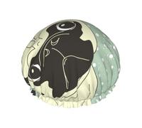 J'adore les carlins,Bonnet de douche/bonnet de nuit double couche imperméable et élastique, bonnet de bain réutilisable