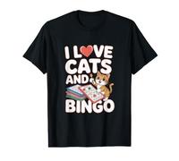 J'adore Les Chats et J'aime Jouer au Bingo avec de Jolis Chatons T-Shirt Graphique avec Valeur