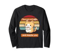 J'adore les chats et le café et peut-être toi Manche Longue