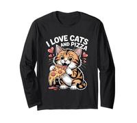 J'adore les chats et les pizzas Funny Cat Manche Longue
