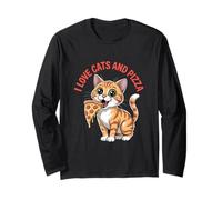 J'adore les chats et les pizzas Funny Cat Manche Longue