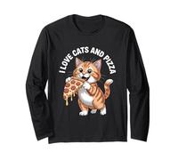 J'adore les chats et les pizzas Funny Cat Manche Longue