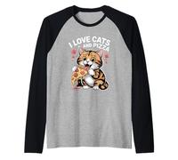 J'adore les chats et les pizzas Funny Cat Manche Raglan