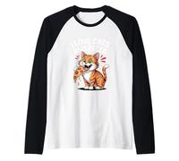J'adore les chats et les pizzas Funny Cat Manche Raglan