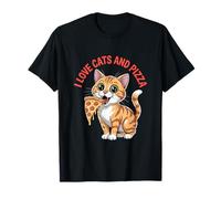 J'adore les chats et les pizzas Funny Cat T-Shirt