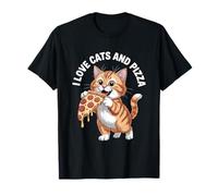 J'adore les chats et les pizzas Funny Cat T-Shirt