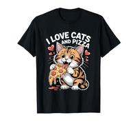 J'adore les chats et les pizzas Funny Cat T-Shirt