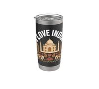 J'adore les éléphants Paisley du Taj Mahal en Inde Gobelet isotherme en acier inoxydable double paroi