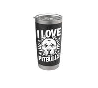 J'adore les féroces et loyaux compagnons des Pitbulls Gobelet isotherme en acier inoxydable double paroi