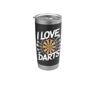 J'adore les fléchettes Bullseye Target Enthusiast Sport Gobelet isotherme en acier inoxydable double paroi