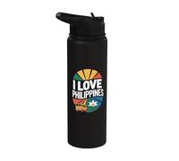 J'adore les fleurs de Jeepney des Philippines Stainless Steel Insulated Water Bottle