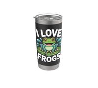J'adore les grenouilles qui éclaboussent de jolis amphibiens Gobelet isotherme en acier inoxydable double paroi