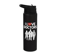 J'adore les héros de la santé des médecins Stainless Steel Insulated Water Bottle