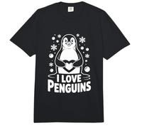 J'adore Les Jolis Flocons de Neige en Forme de cœur de Pingouins Comfort Colors Adult Heavyweight T-Shirt