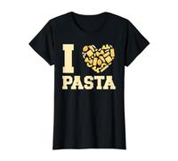 J'adore Les pâtes, Amateur de Cuisine Italienne, mangeur de Spaghettis T-Shirt Graphique avec Valeur, Femme, Noir, XS