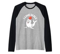 J'adore les phoques, les adorables amoureux des animaux marins Manche Raglan