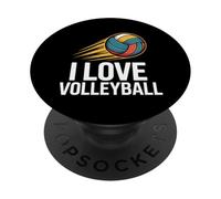 J'adore les sports d'équipe pour les passionnés de volley-ball PopSockets PopGrip Adhésif